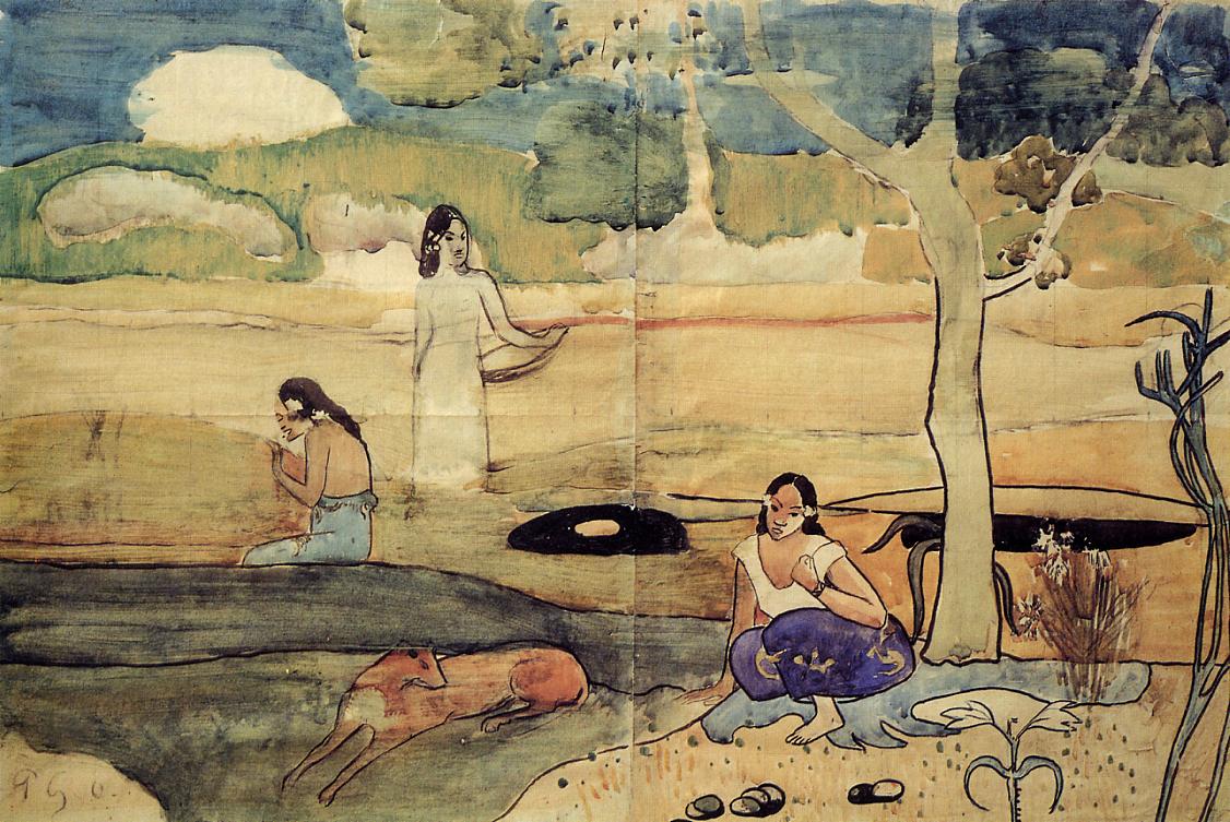 Tahitian Scene - Paul Gauguin Painting